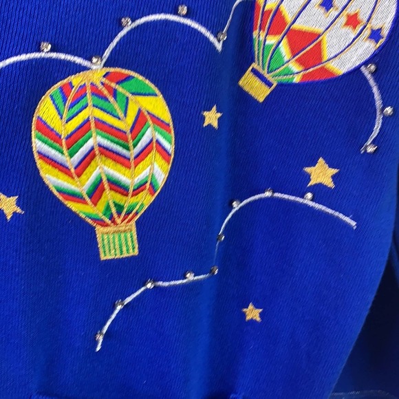 VTG Hot Air Balloon Embellished Cardigan Womens 1X - Picture 4 of 11